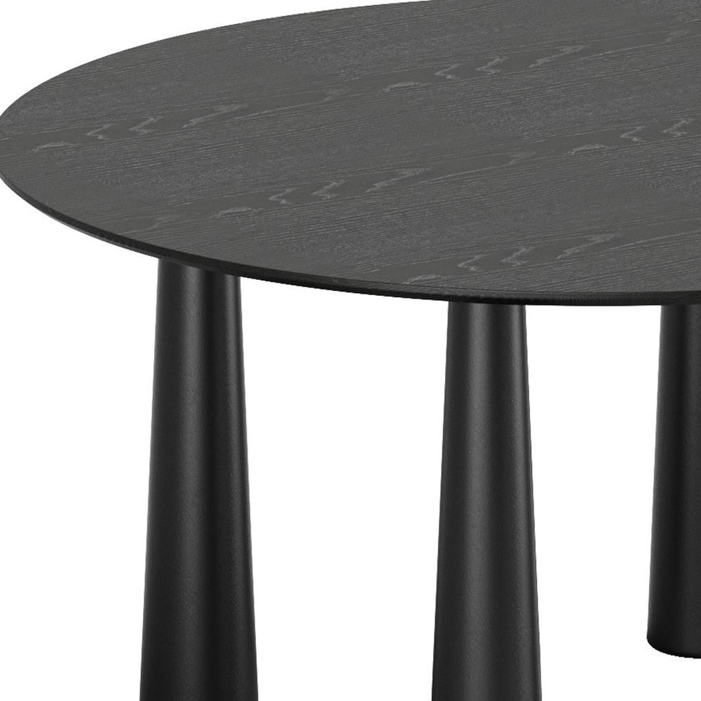 59" Black Solid Wood Round Top Dining Table