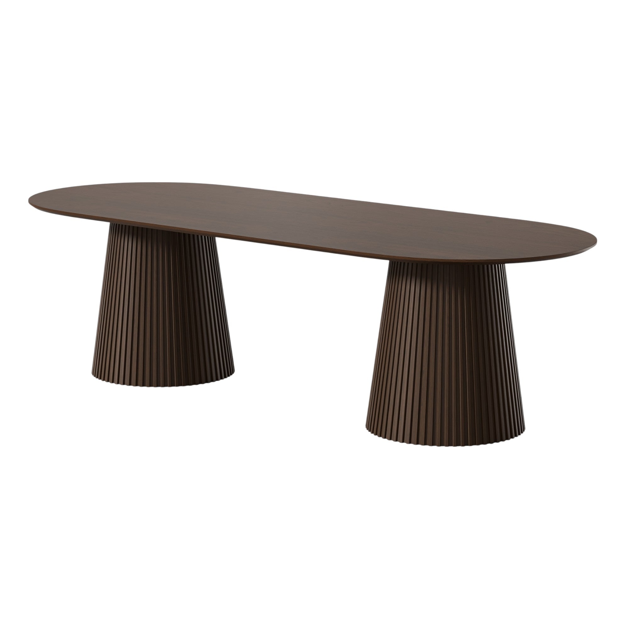86" Walnut Solid Wood Double Pedestal Base Oval Dining Table