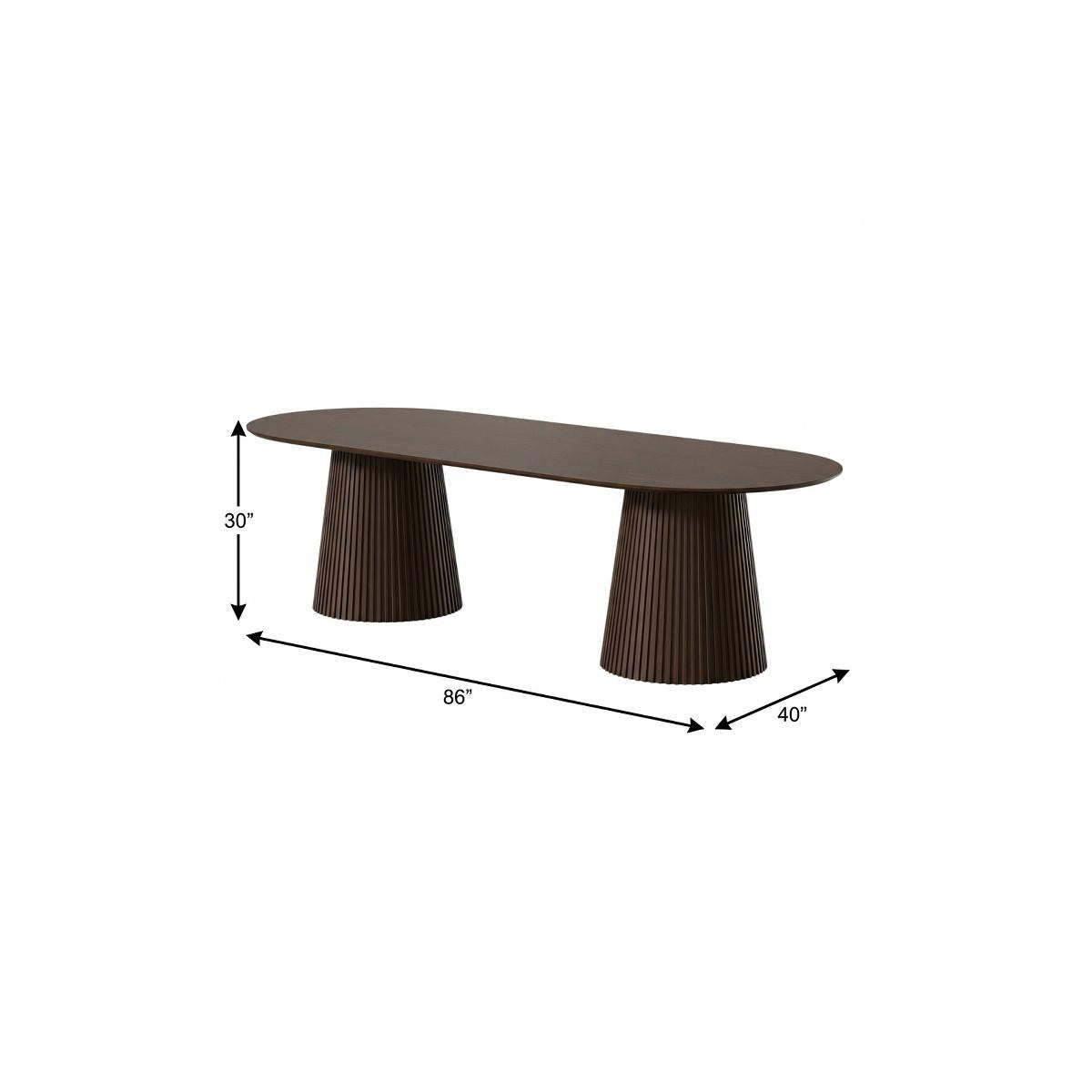 86" Walnut Solid Wood Double Pedestal Base Oval Dining Table