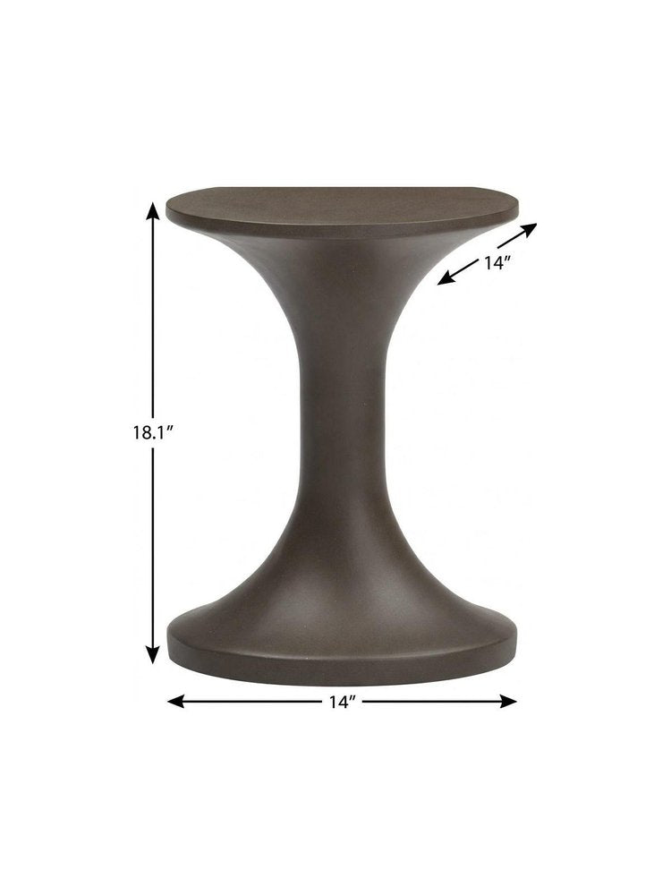 14" Dark Brown Faux Concrete Round Outdoor Side Table