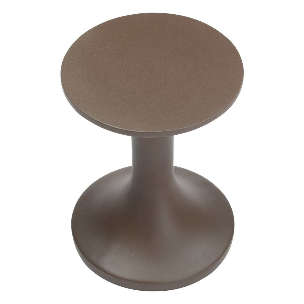 14" Dark Brown Faux Concrete Round Outdoor Side Table