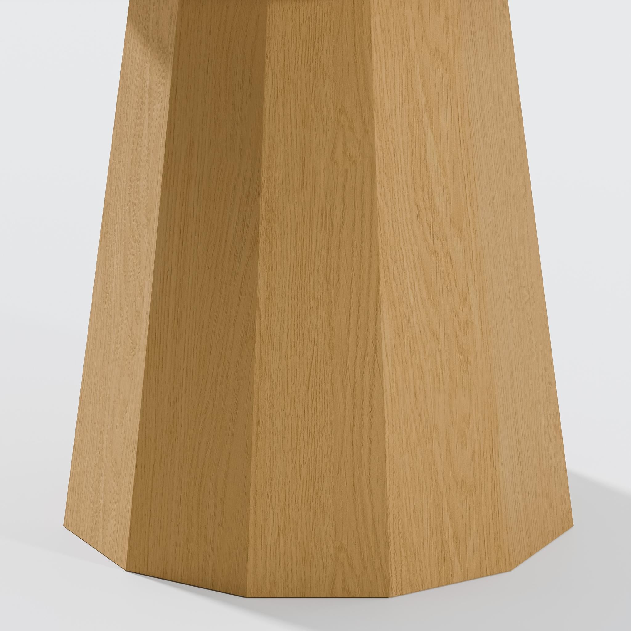 46" Oak Wood Pedestal Base Beveled Edge Round Top Dining Table