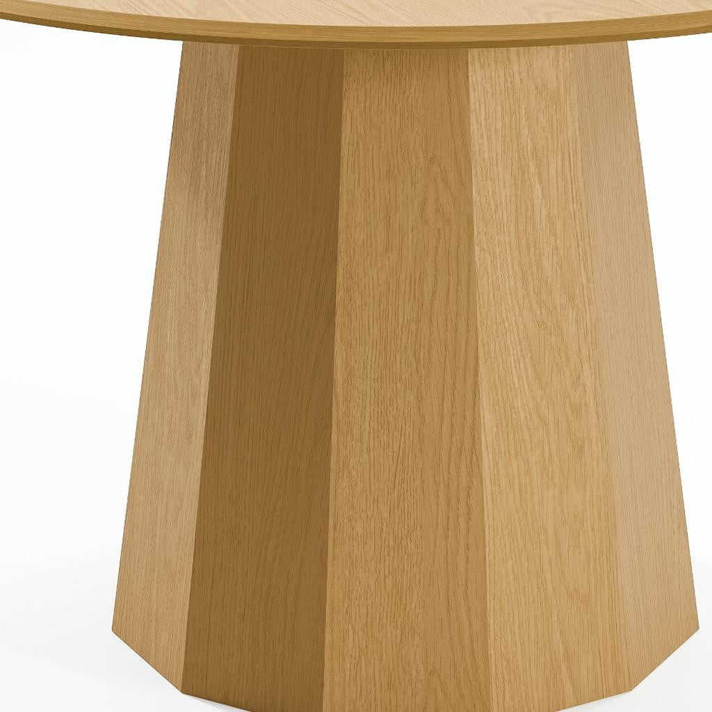 46" Oak Wood Pedestal Base Round Top Dining Table