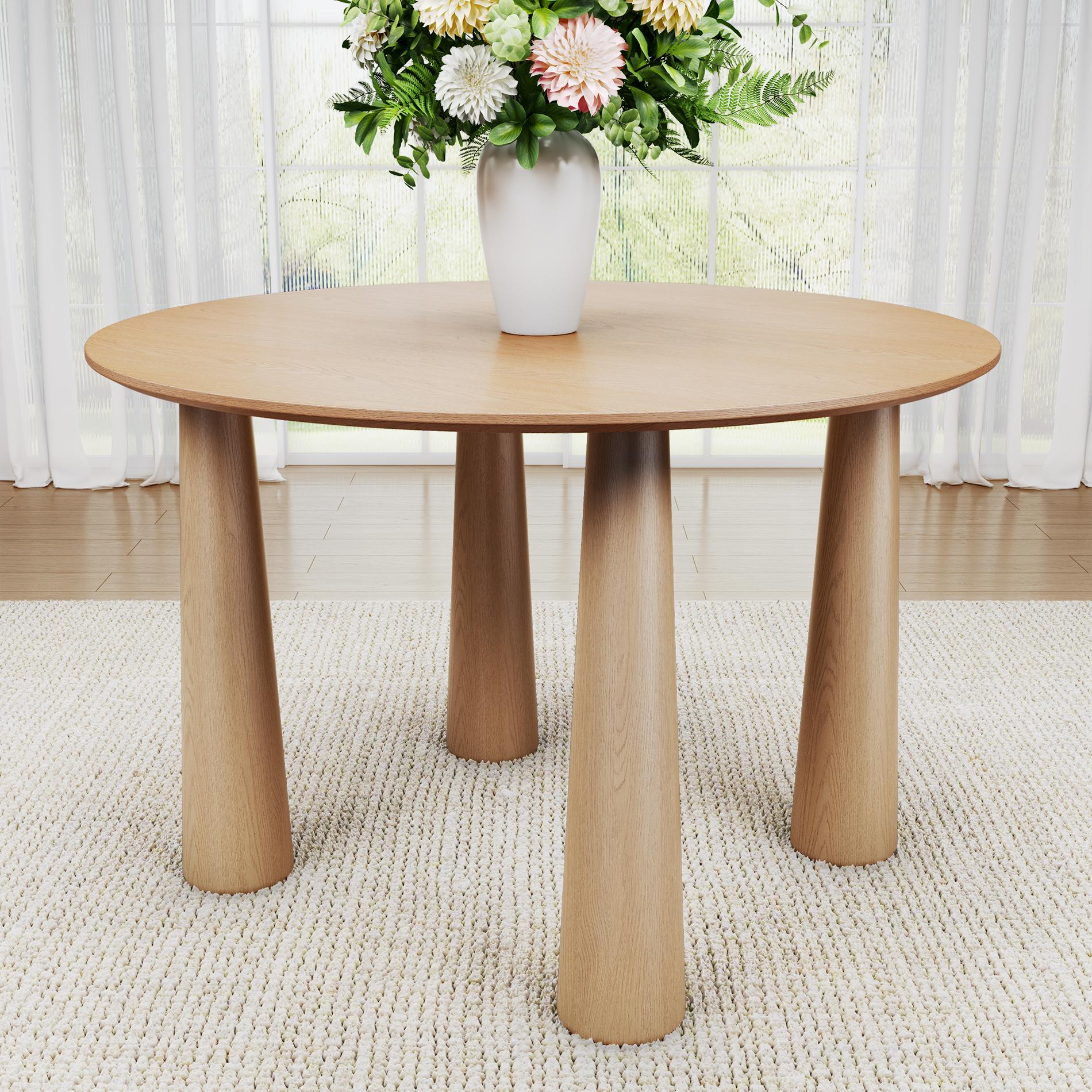 59" Natural Wood Round Top Dining Table