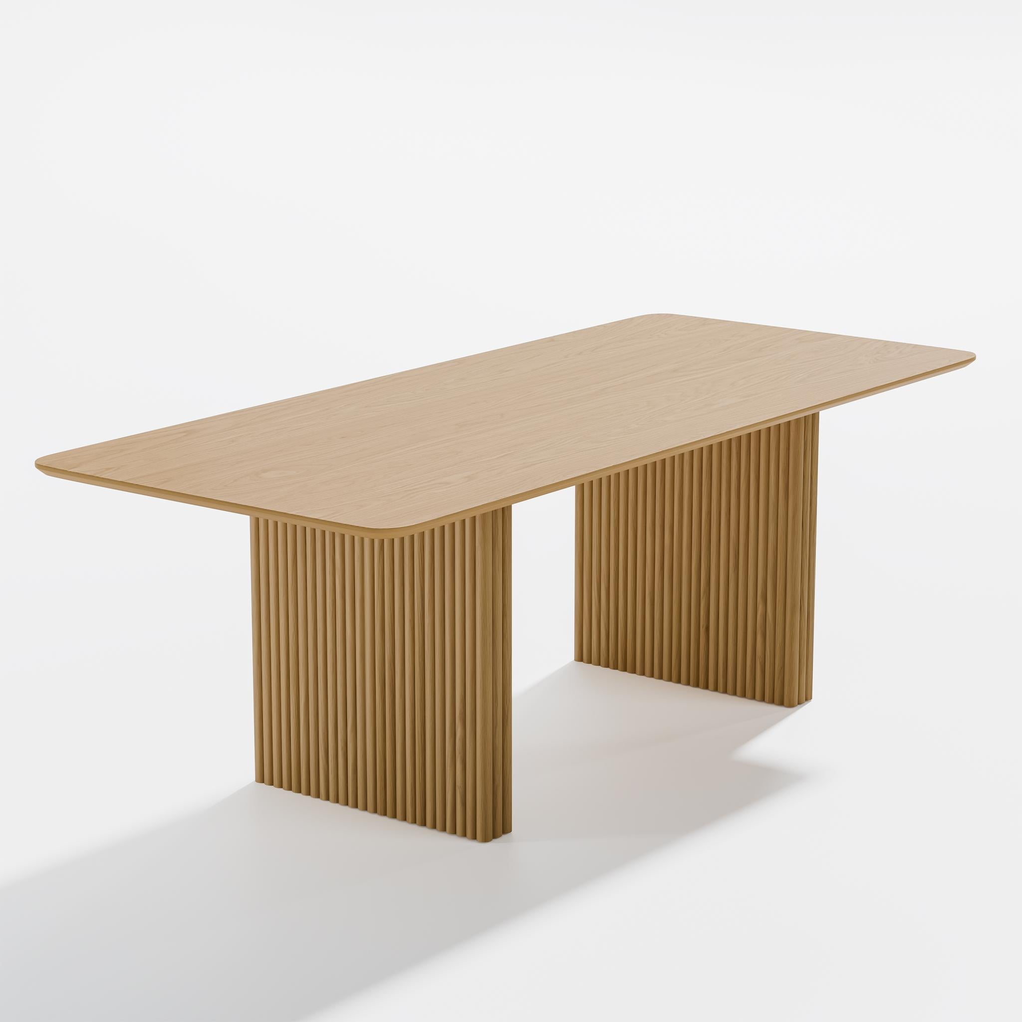 67" Natural Wood Double Pedestal Base Dining Table