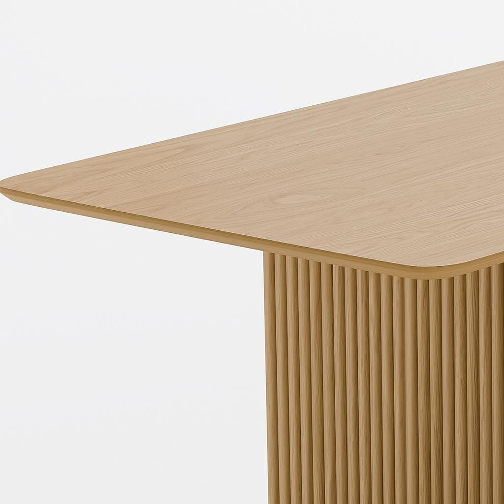67" Natural Wood Double Pedestal Base Dining Table