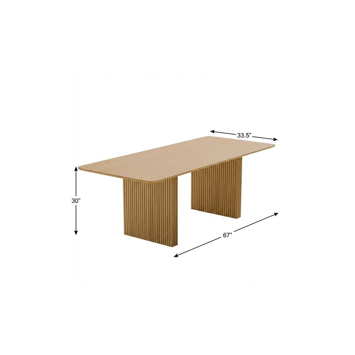 67" Natural Wood Double Pedestal Base Dining Table