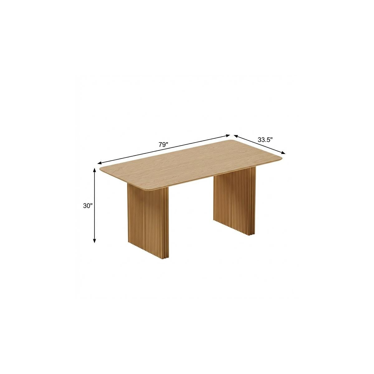 79" Natural Wood Double Pedestal Base Dining Table