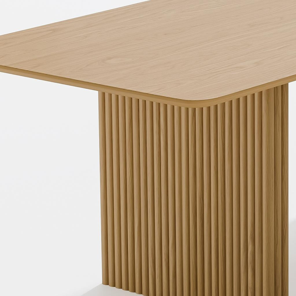 79" Natural Wood Double Pedestal Base Dining Table