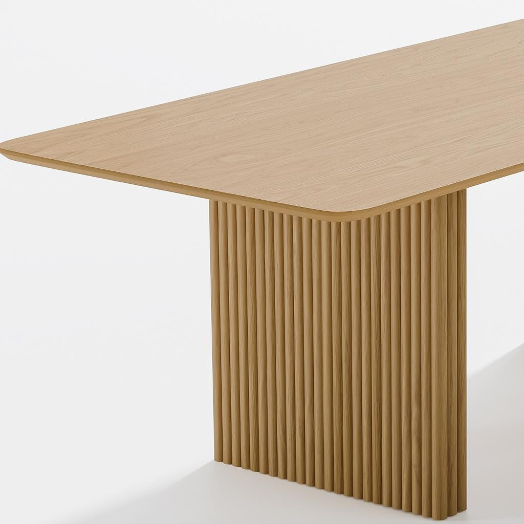 79" Natural Wood Double Pedestal Base Dining Table