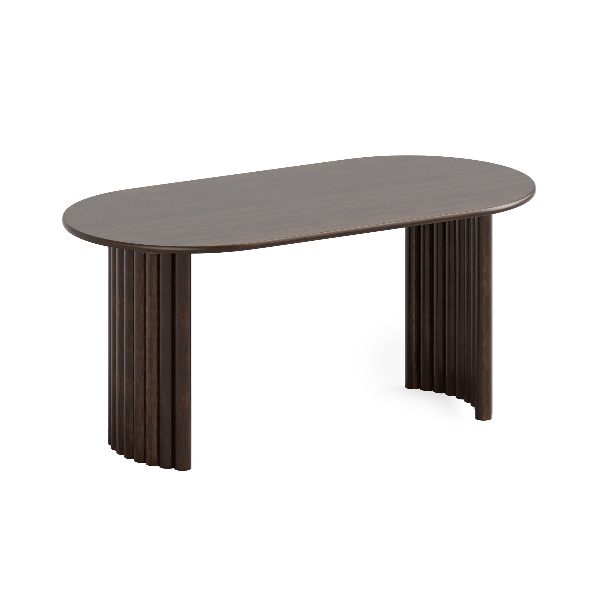 67" Walnut Solid Wood Double Pedestal Base Oval Dining Table