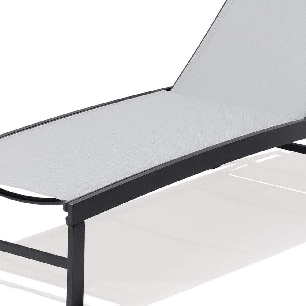 58" Light Gray Aluminum Five Position Adjustable Outdoor Chaise Lounge