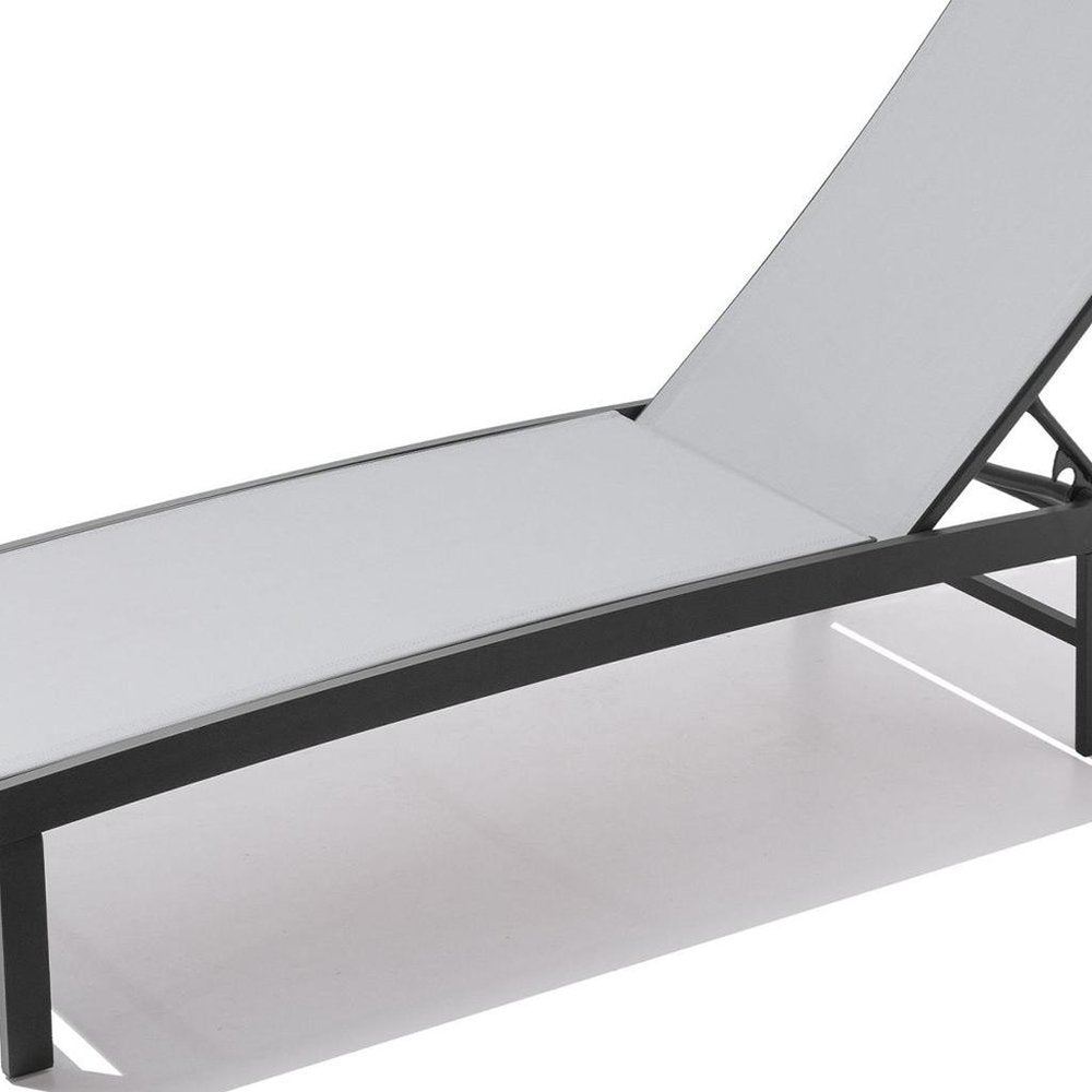 60" Light Gray Aluminum Six Position Adjustable Outdoor Chaise Lounge