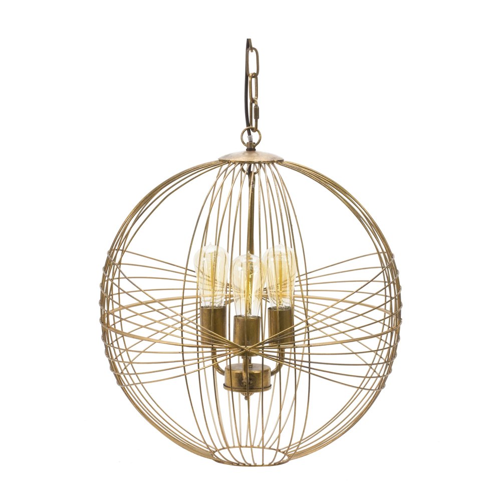 Gold Iron Sphere Ceiling Light