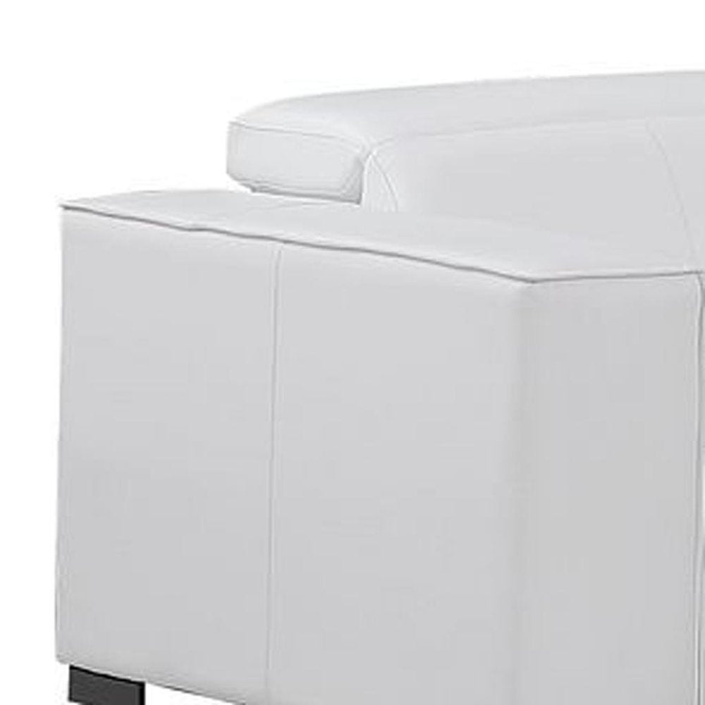 Two Piece White Genuine Leather Five Person Seating Set
