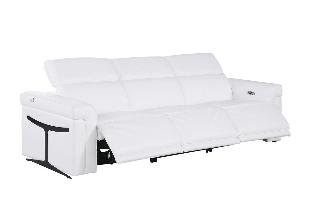 Two Piece White Italian Leather Five Person Seating Set