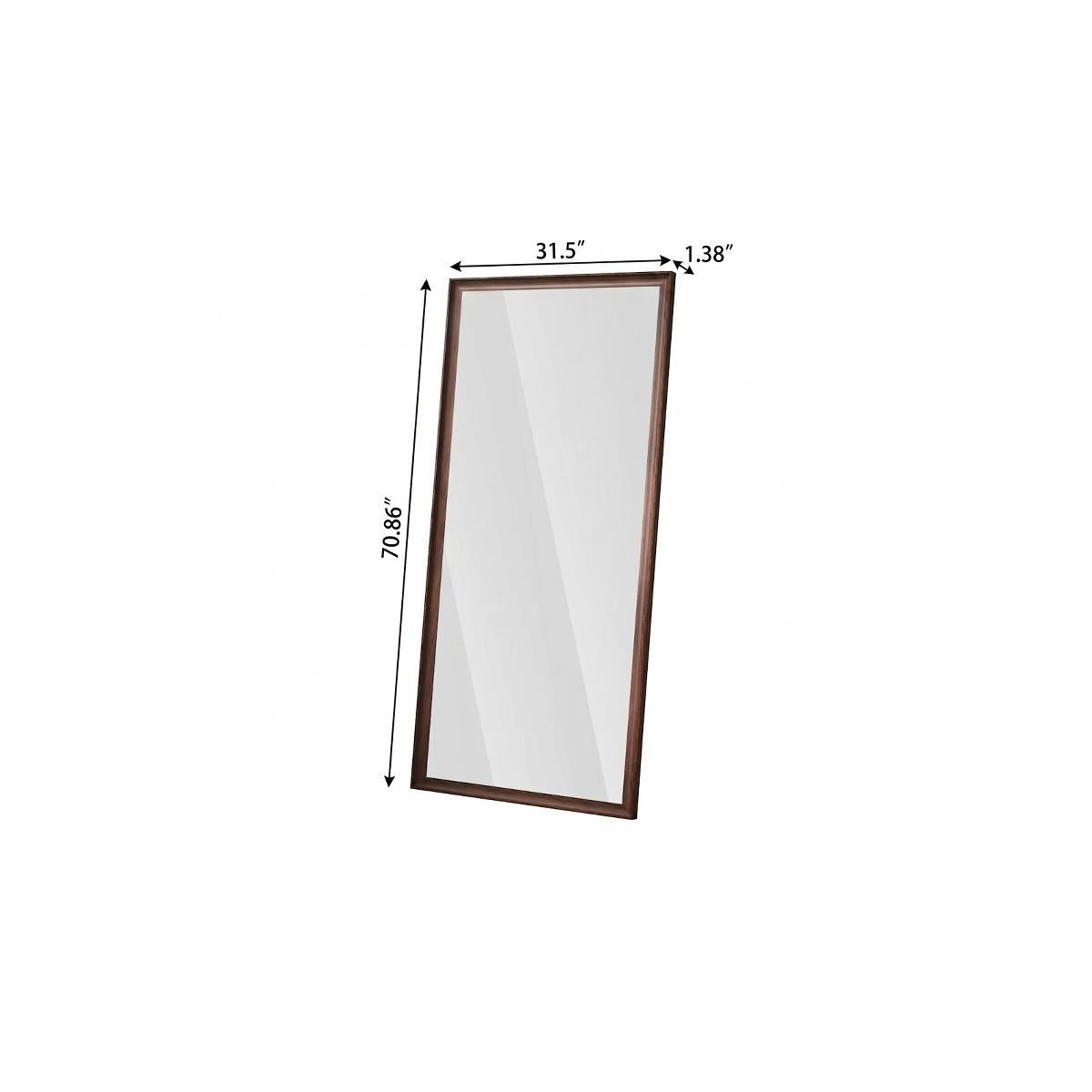 71" Brown Wood Wall Mounted And Leaning Framed Full Length Mirror