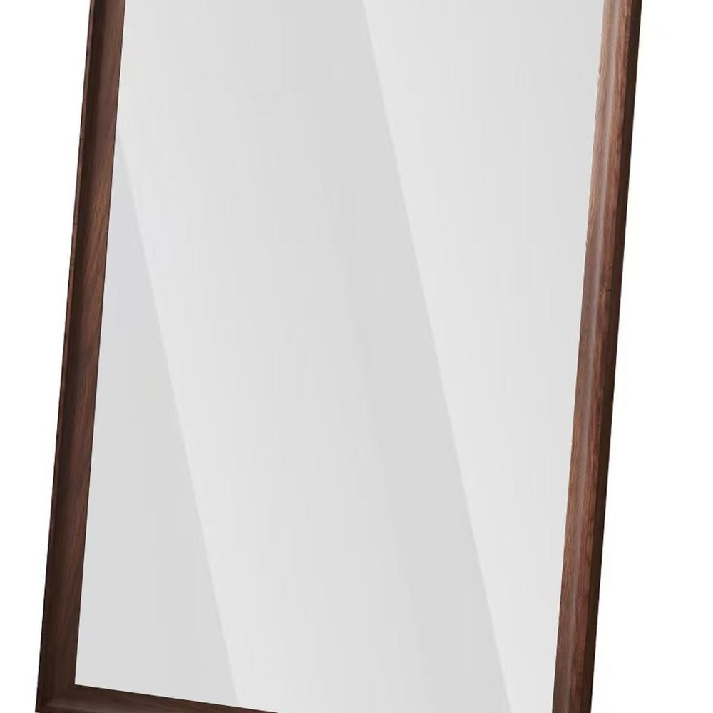 71" Brown Wood Wall Mounted And Leaning Framed Full Length Mirror