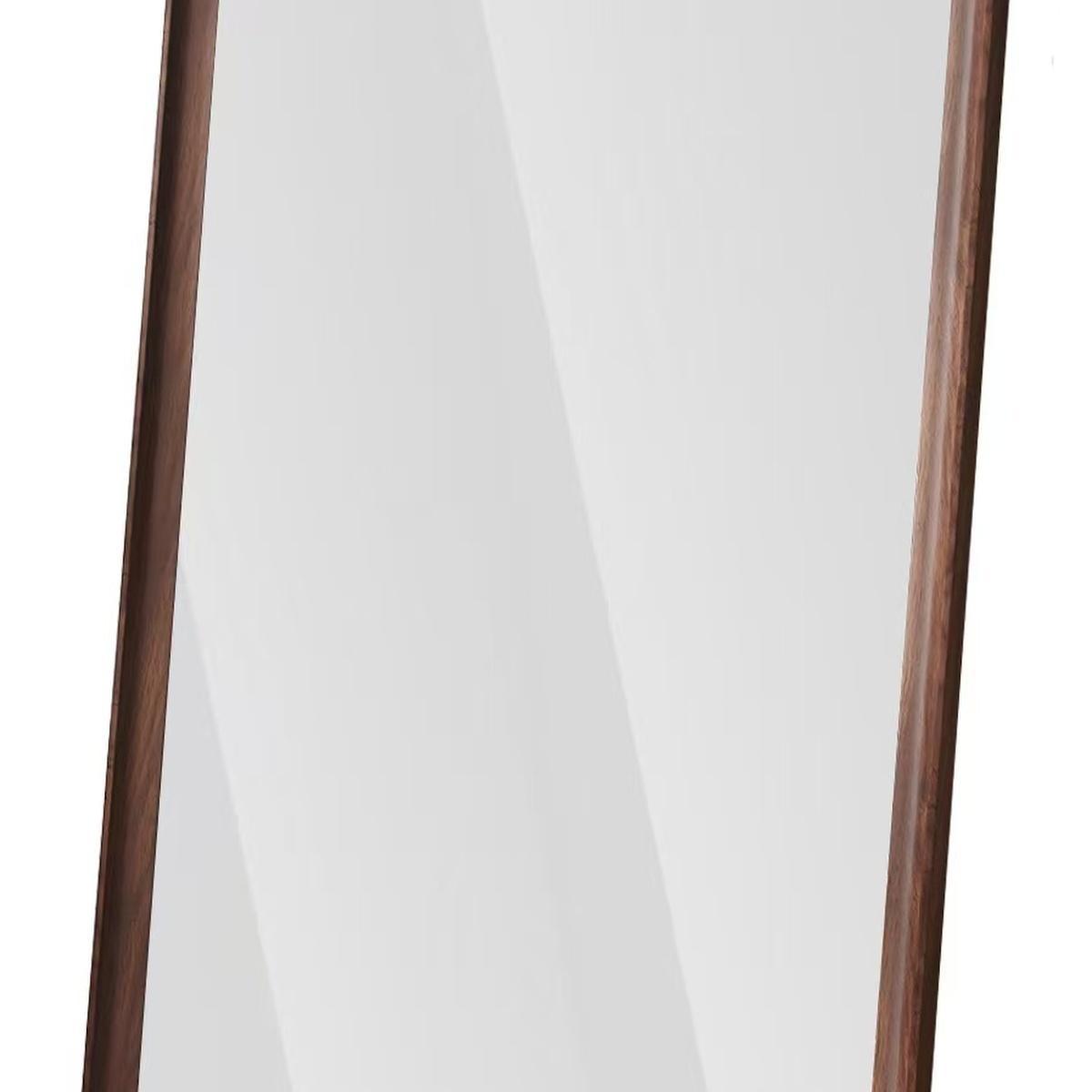71" Brown Wood Wall Mounted And Leaning Framed Full Length Mirror