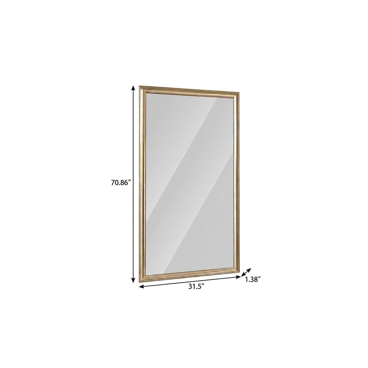 71" Golden Brown Wood Wall Mounted And Leaning Framed Full Length Mirror