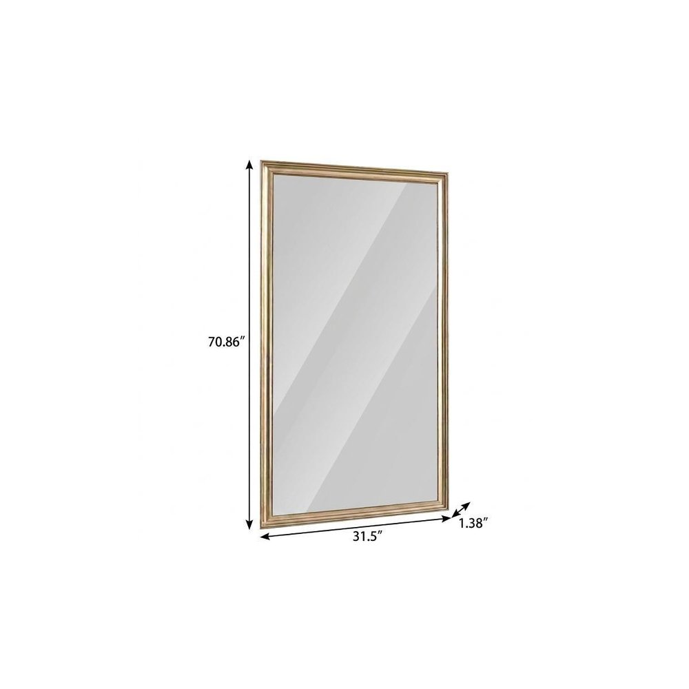 71" Golden Brown Wood Wall Mounted And Leaning Framed Full Length Mirror