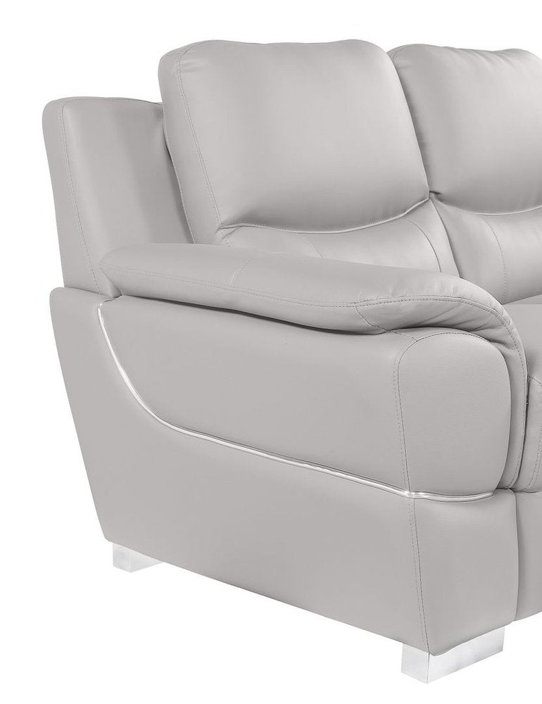 Two Piece Light Gray Leather Five Person Seating Set