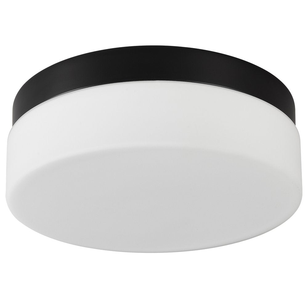 11" Black Metal And Glass Flush Mount Ceiling Light