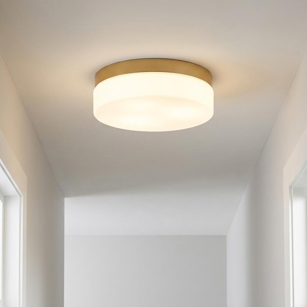 11" Black Metal And Glass Flush Mount Ceiling Light