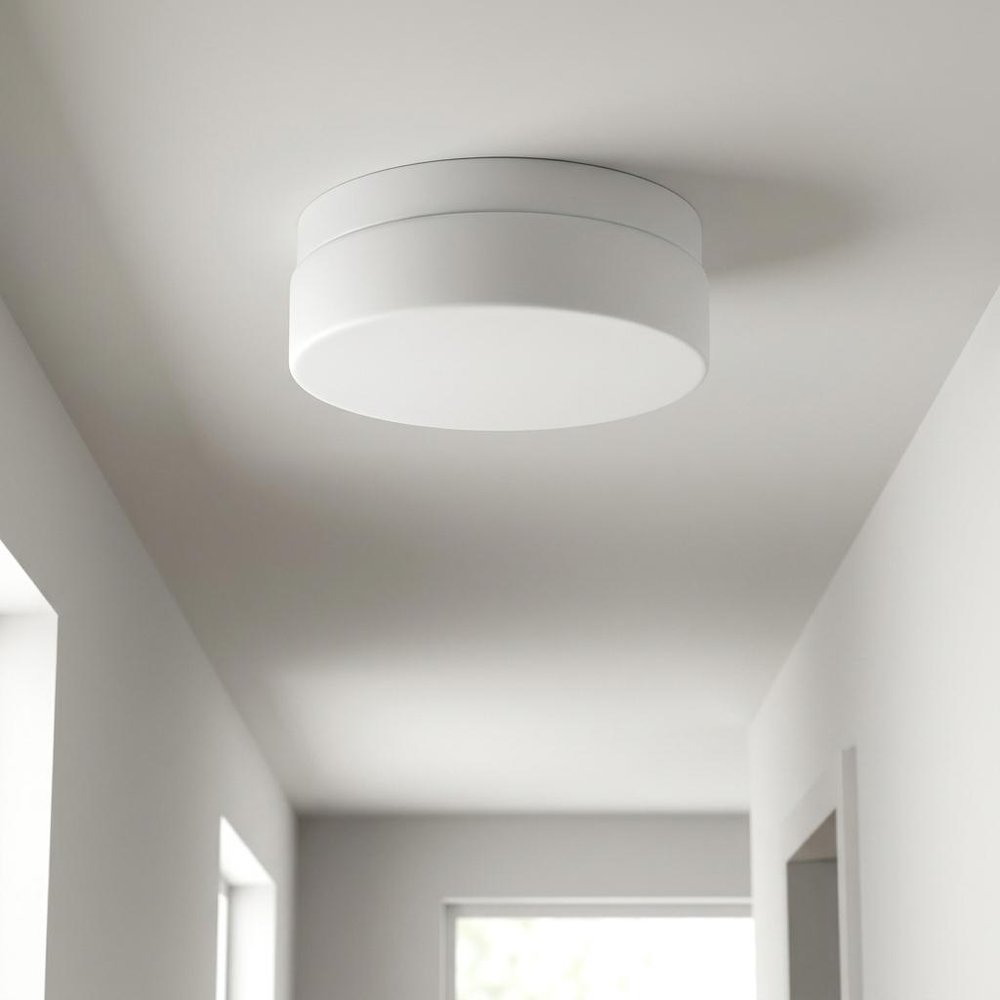 11" Black Metal And Glass Flush Mount Ceiling Light