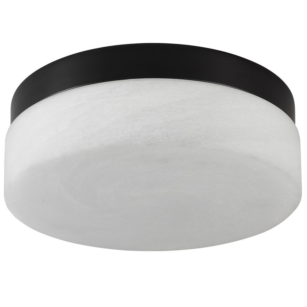 11" Black Metal And Frosted Glass Flush Mount Ceiling Light