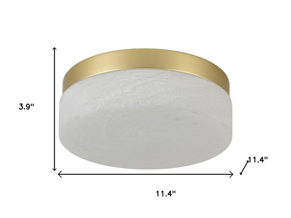 11" Black Metal And Frosted Glass Flush Mount Ceiling Light