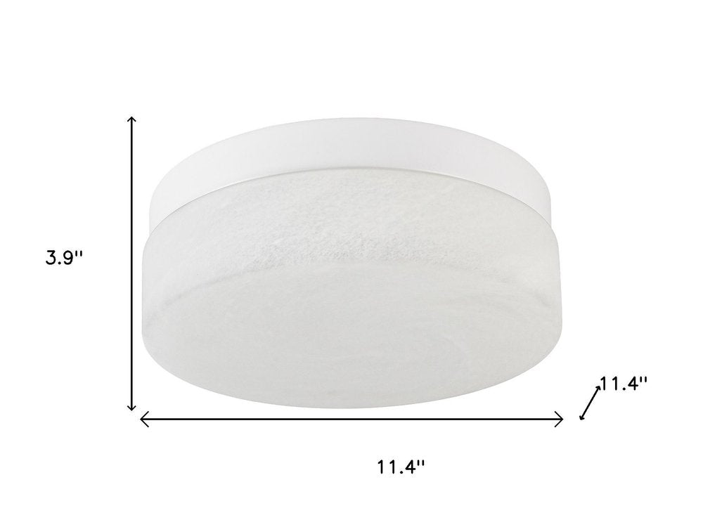 11" Black Metal And Frosted Glass Flush Mount Ceiling Light