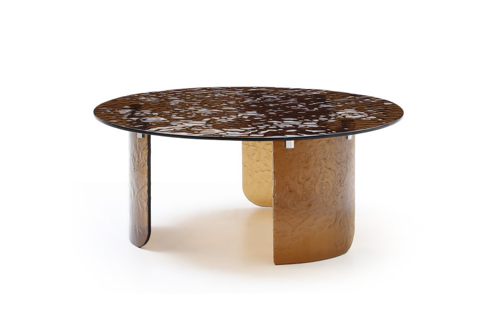 35" Bronze Glass Round Coffee Table