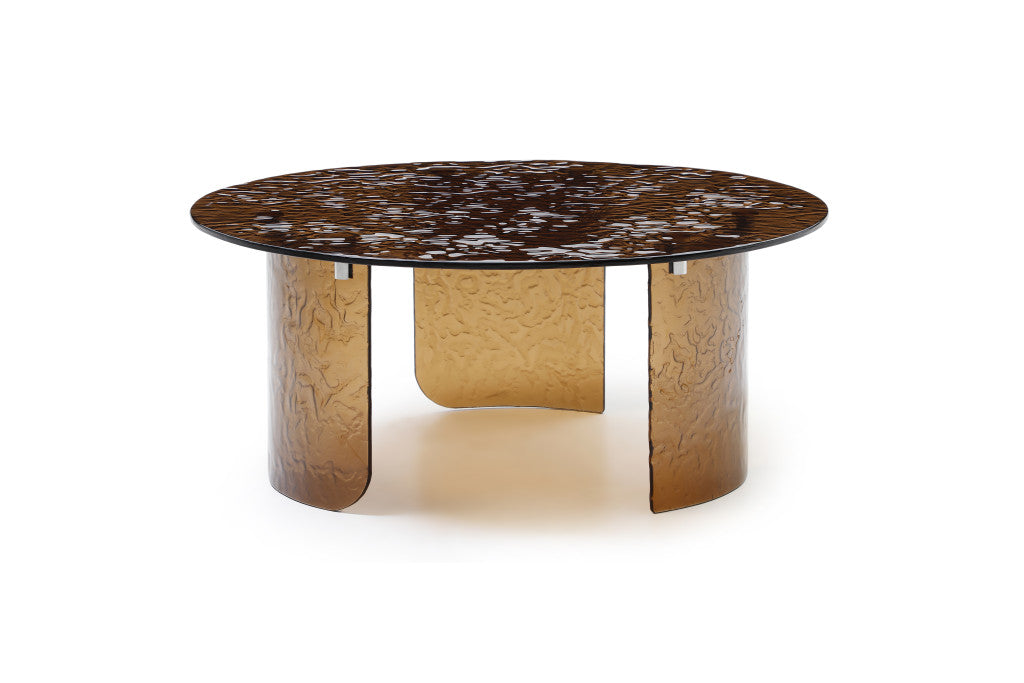 35" Bronze Glass Round Coffee Table