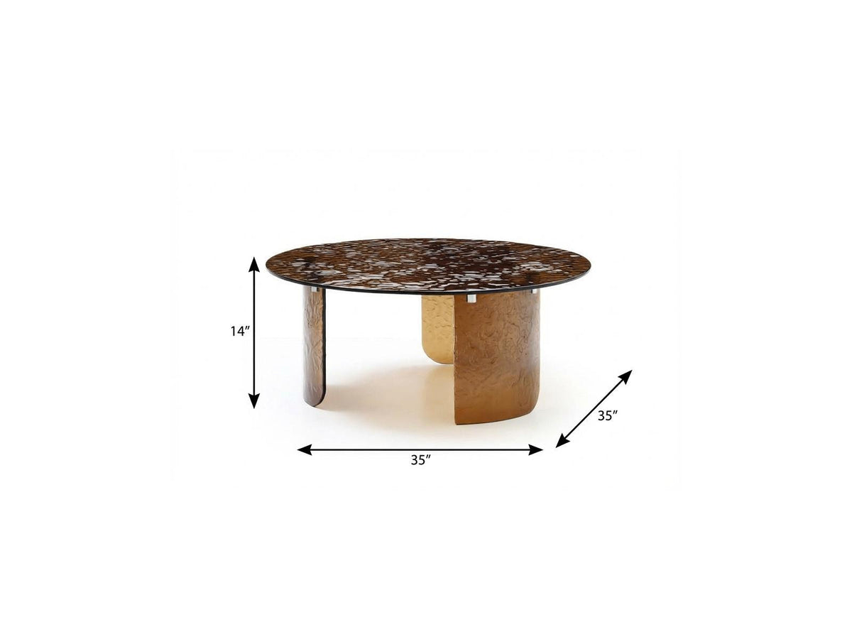 35" Bronze Glass Round Coffee Table
