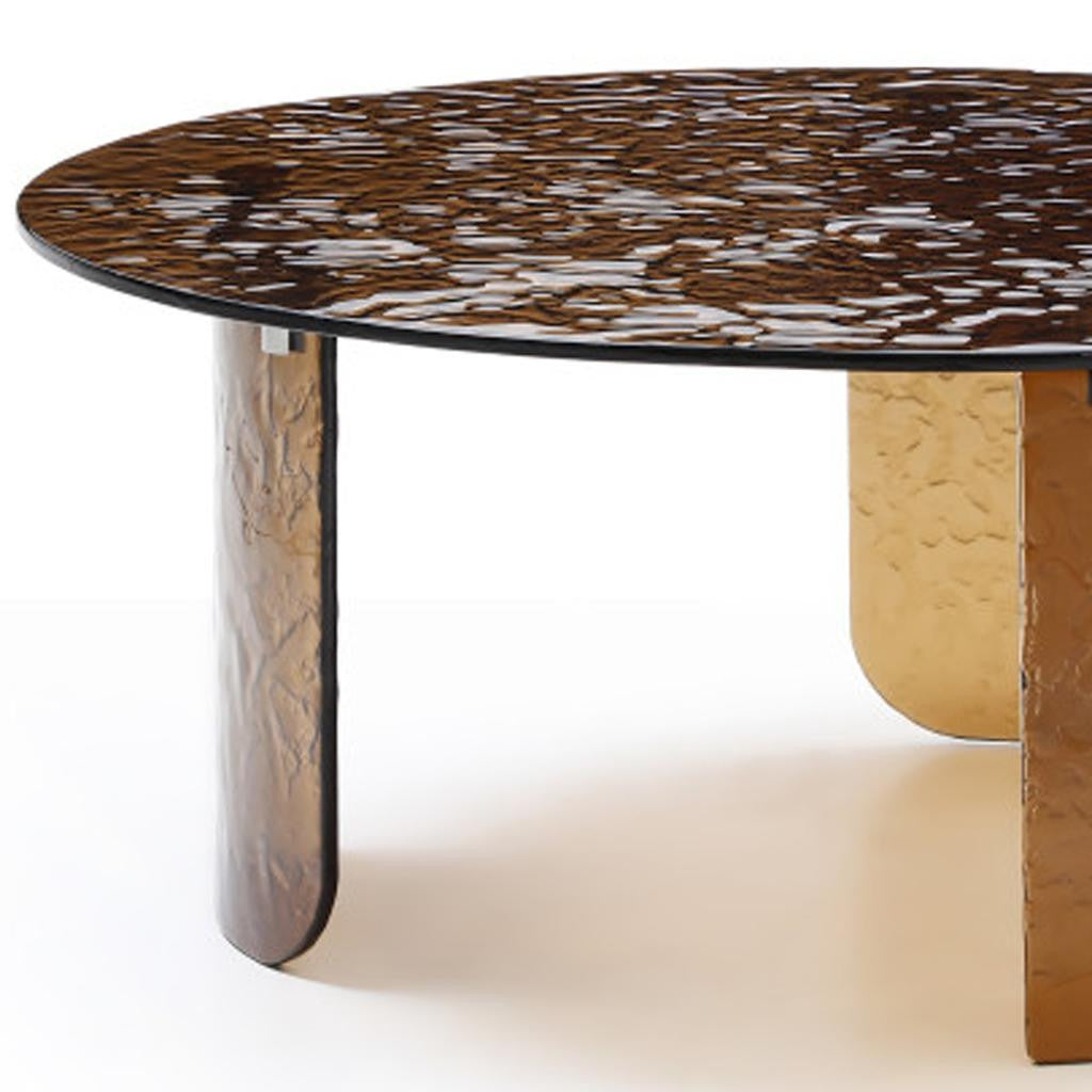 35" Bronze Glass Round Coffee Table