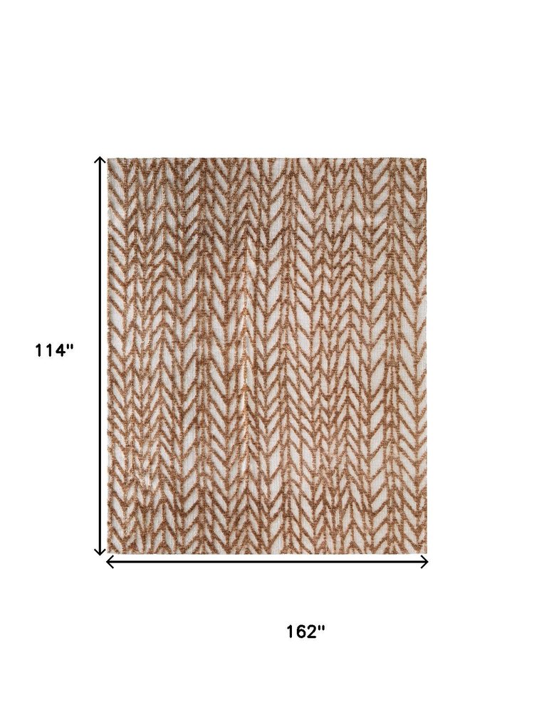 9' X 13' Brown And Tan Chevron Area Rug