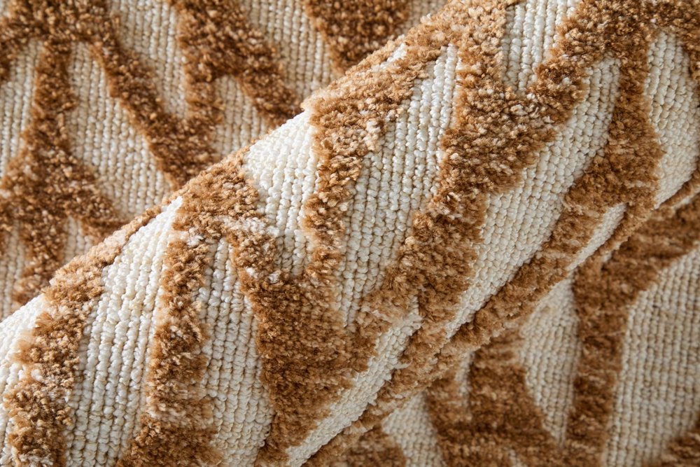9' X 13' Brown And Tan Chevron Area Rug