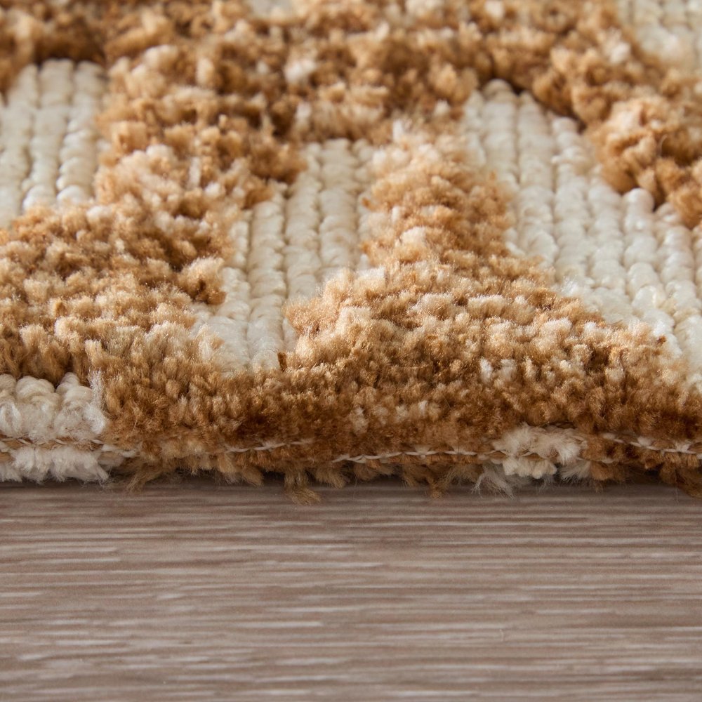 9' X 13' Brown And Tan Chevron Area Rug
