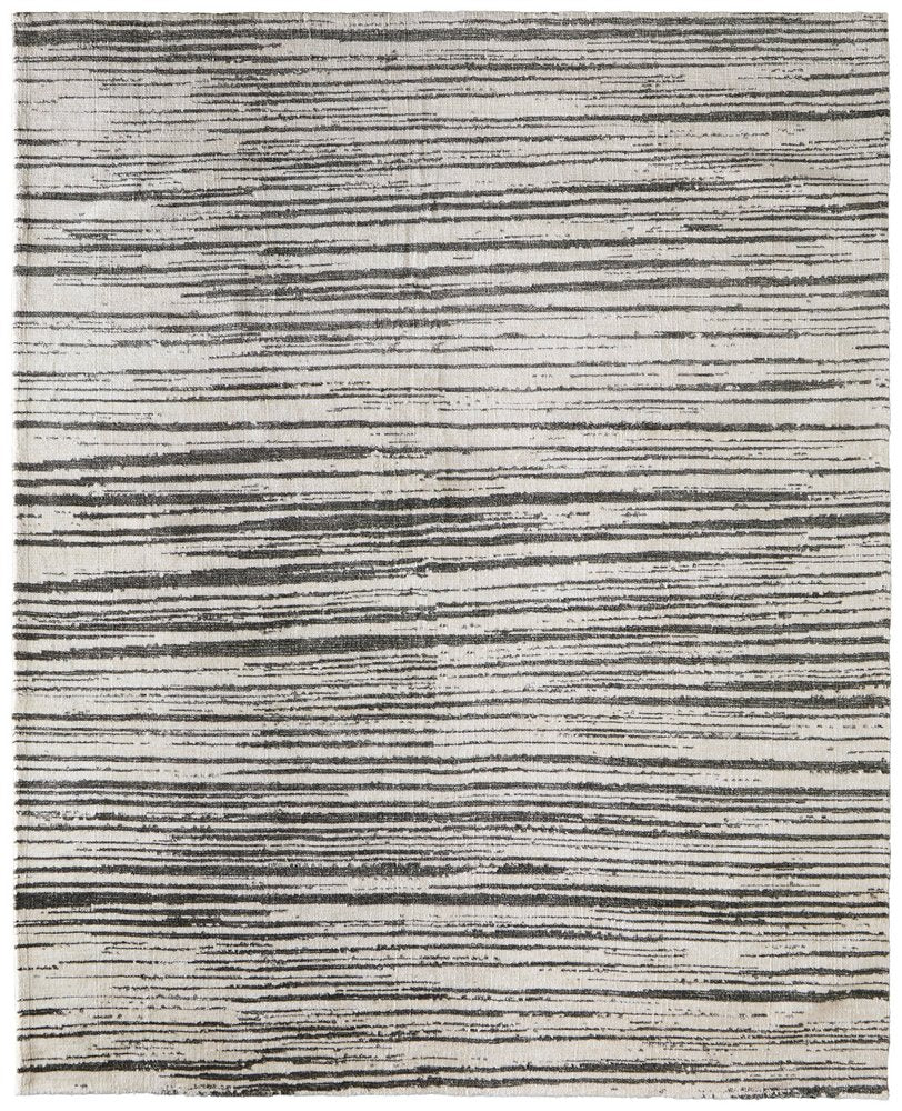 9' X 13' Black And Ivory Abstract Area Rug