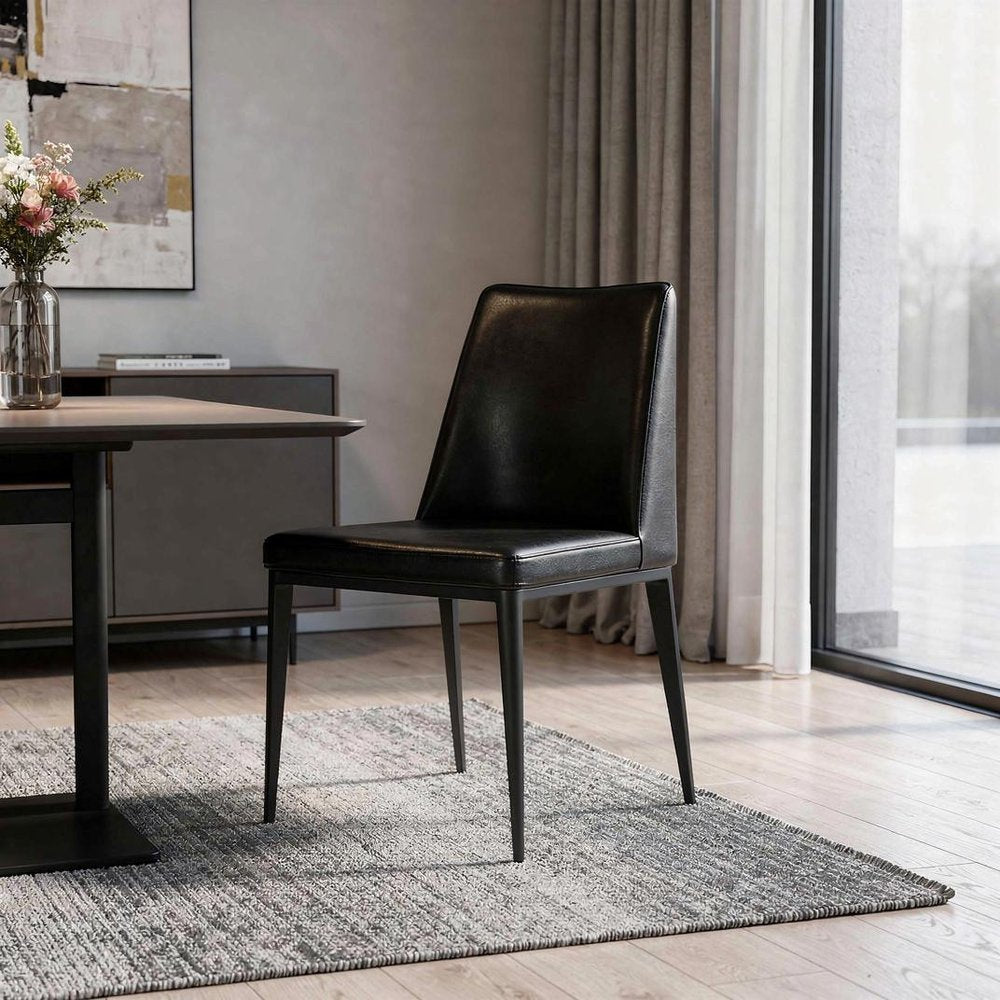 Black Faux Leather Dining Parsons Chair
