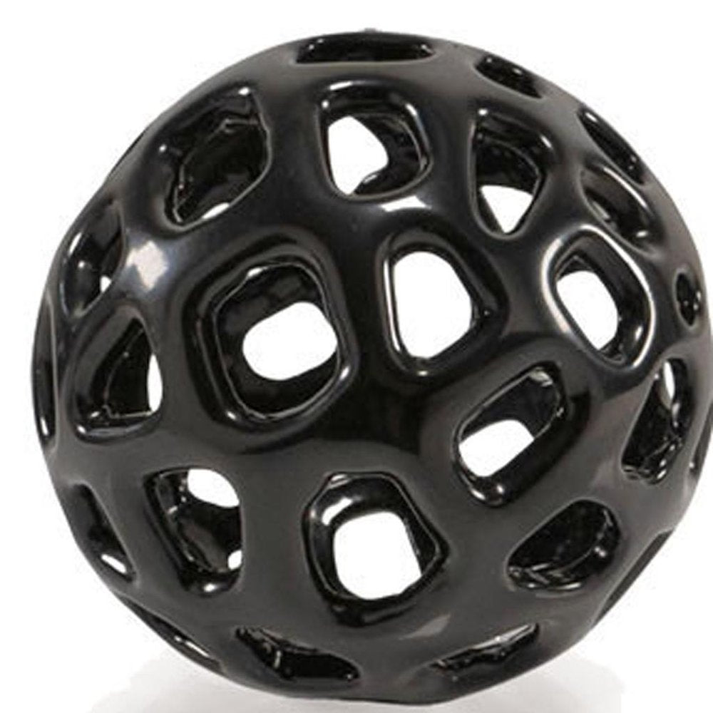 Set of Two Black Aluminum Hand Painted Decorative Orbs