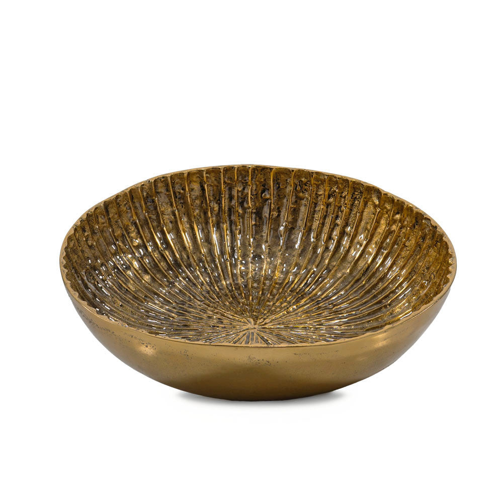16" Antiqued Gold Aluminum Round Centerpiece Bowl