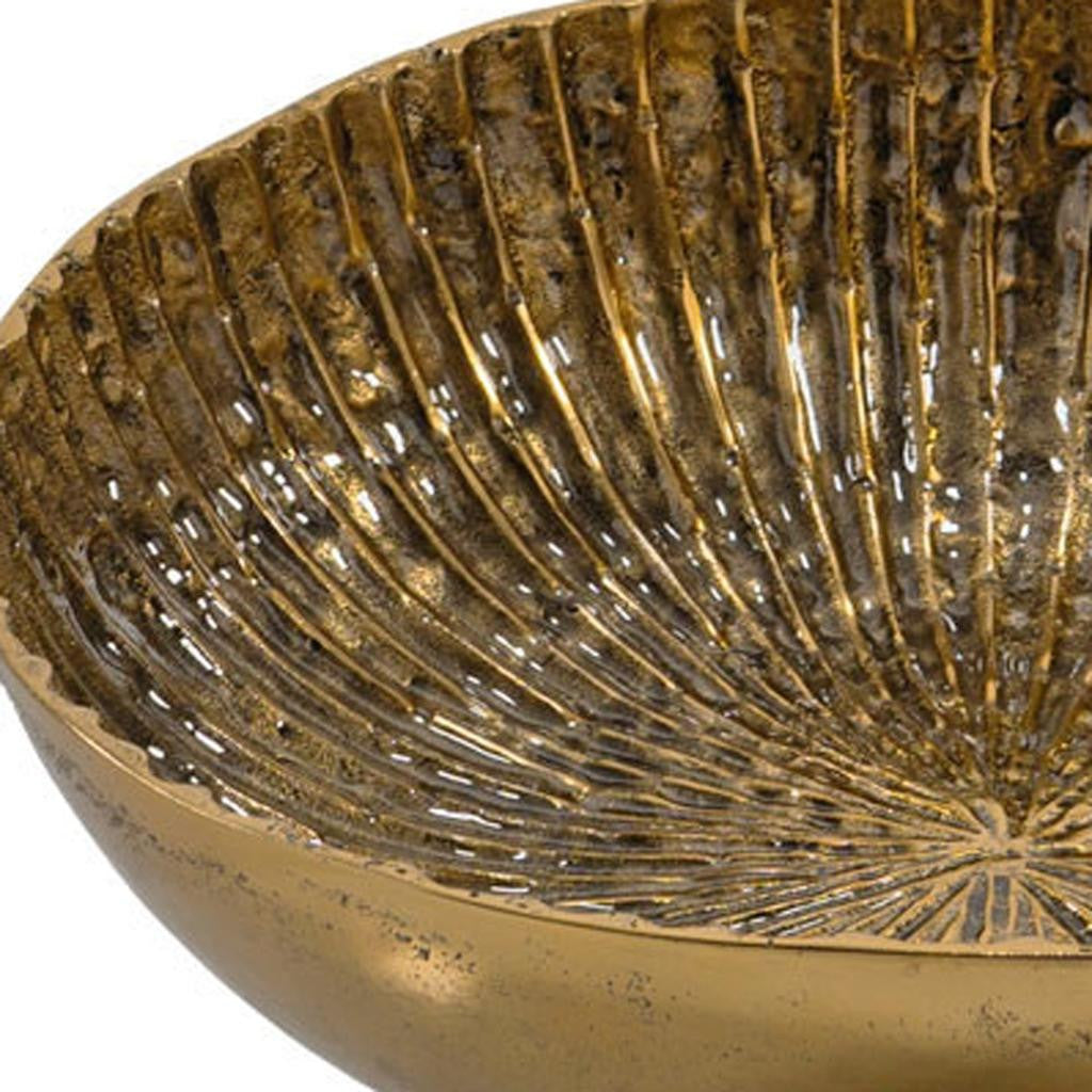 16" Antiqued Gold Aluminum Round Centerpiece Bowl