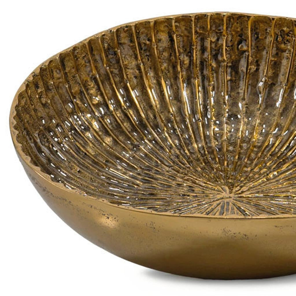16" Antiqued Gold Aluminum Round Centerpiece Bowl