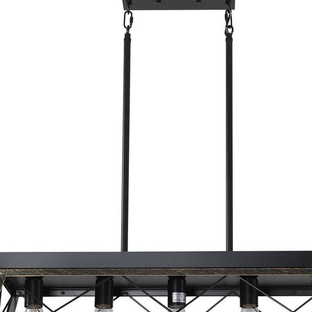 Black Geometric Kitchen Island Five Light Metal Ceiling Light