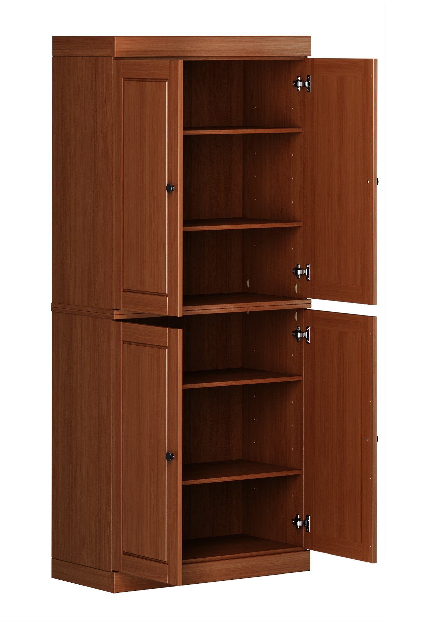 72" Brown Solid Wood Four Door Pantry Or Storage Closet