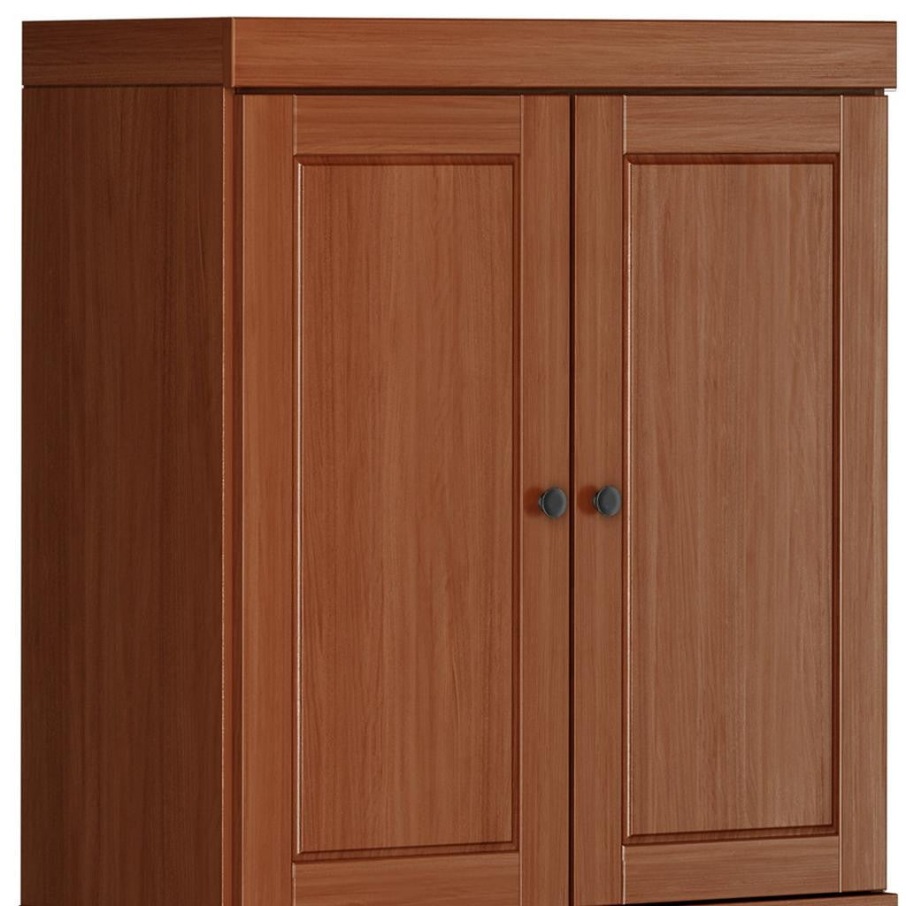 72" Brown Solid Wood Four Door Pantry Or Storage Closet