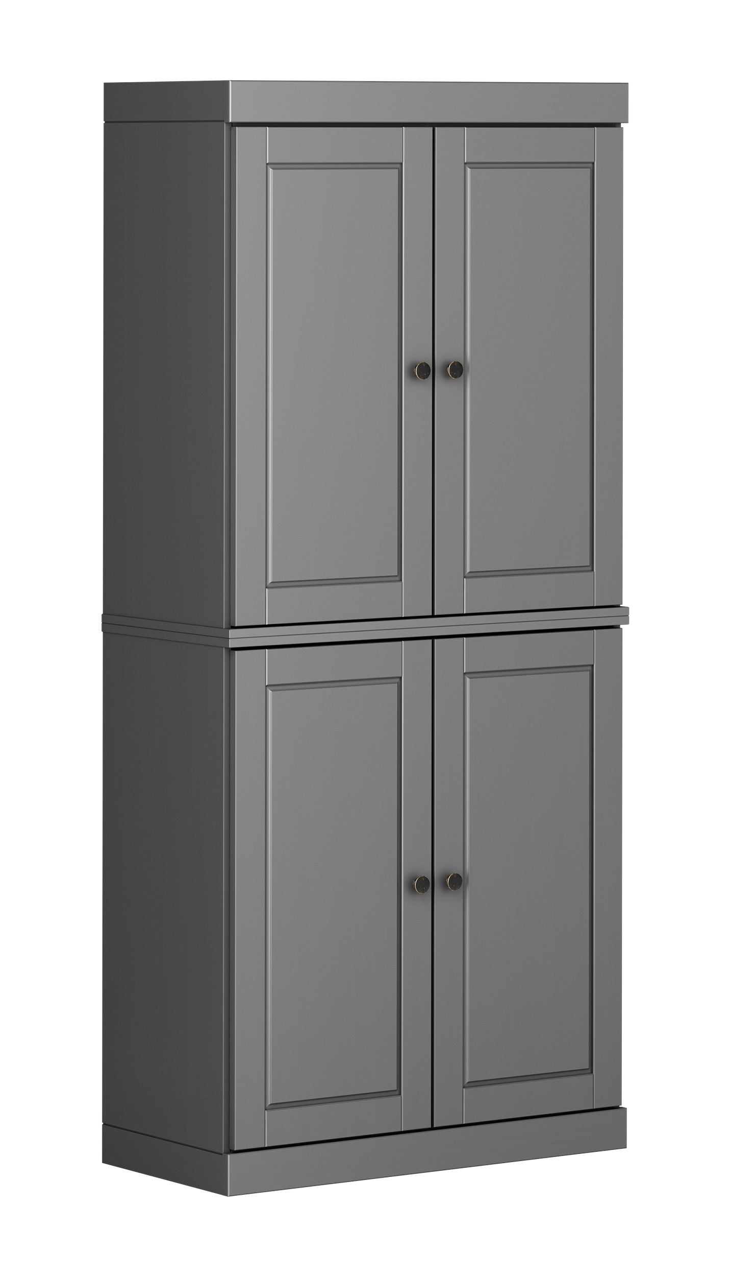 72" Gray Solid Wood Four Door Pantry Or Storage Closet