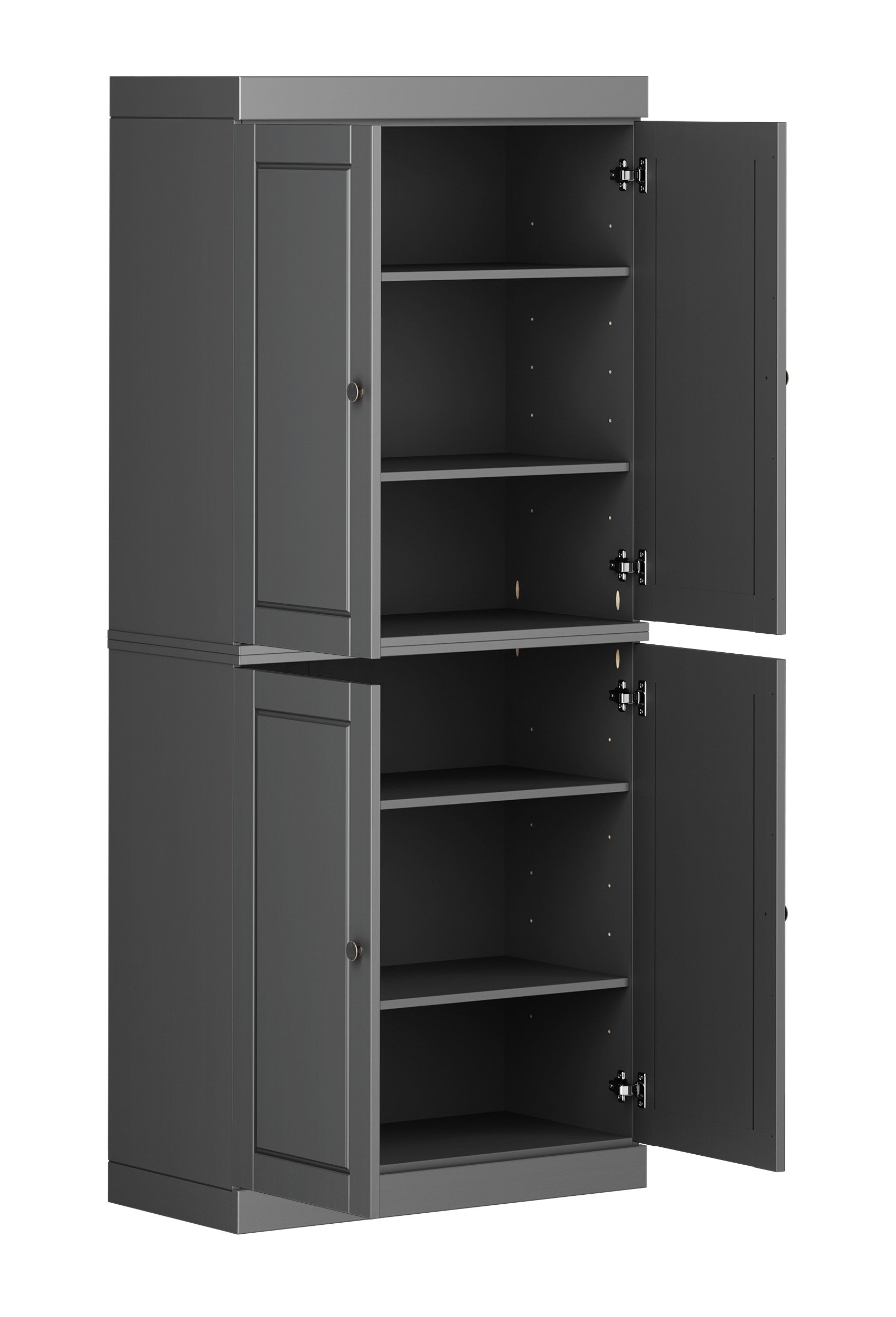 72" Gray Solid Wood Four Door Pantry Or Storage Closet